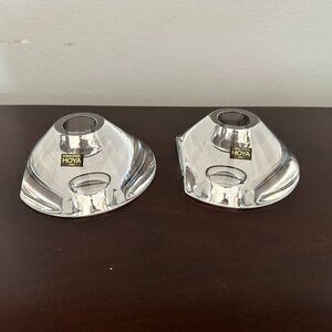 Vintage Hoya Museum Crystal Candlestick Single Candle Holder Japan Set of 2